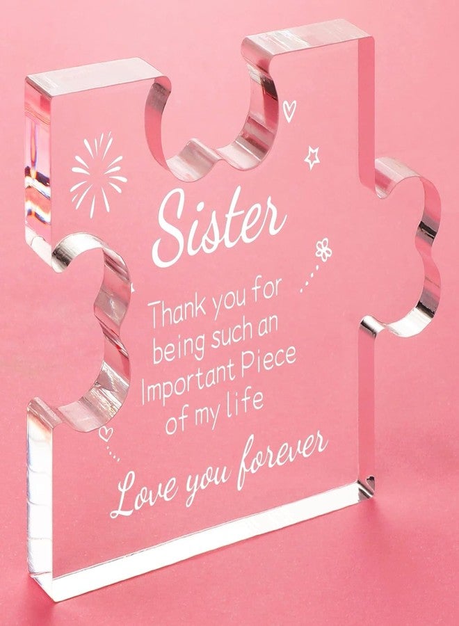 Gifzy Sister Gifts from Sister Acrylic Puzzle Plaque - Sister Birthday Gift Ideas 3.35 x 2.76 Inch Desk Decorations - Sister Gifts Birthday Christmas Card for Sister - Image 1